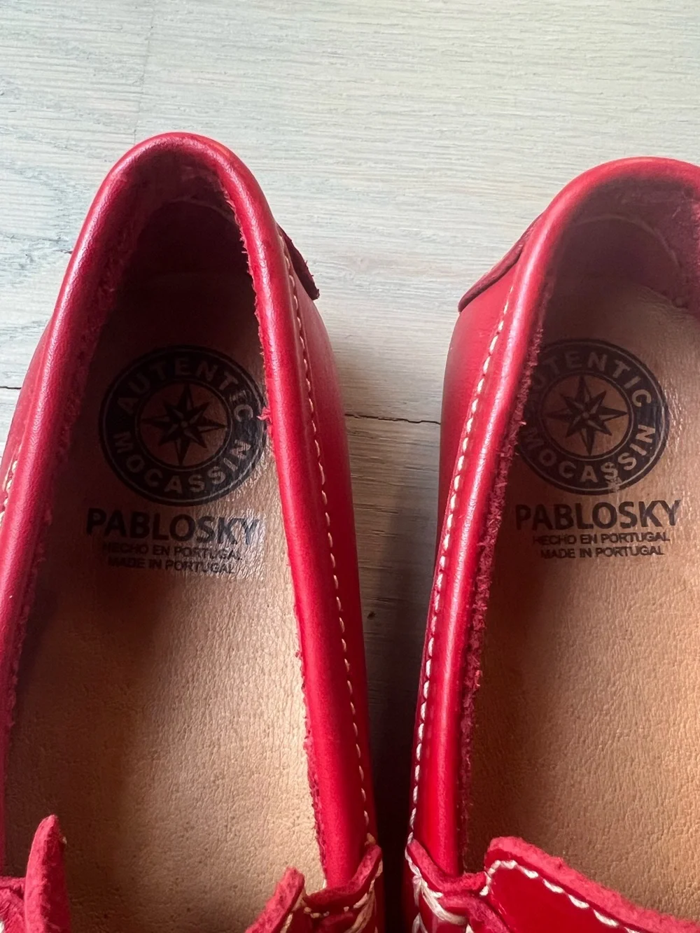 Red Leather Kids Moccassins
